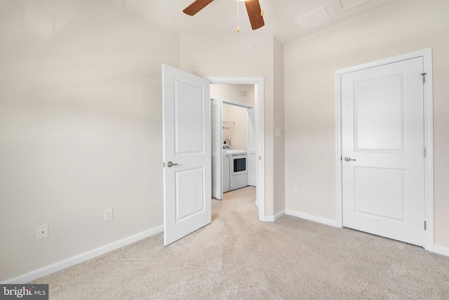 1307 Kohana Dr, Clarksboro, NJ 08020 - unfurnished bedroom featuring carpet floors, washer / clothes dryer, baseboards, and a ceiling fan