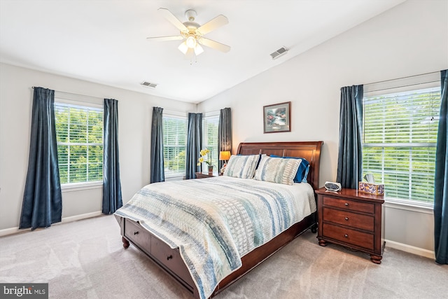603 Howitzer Ter NE, Leesburg, VA 20176 - bedroom featuring carpet, vaulted ceiling, and a ceiling fan