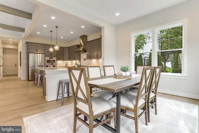 5809 2nd St S, Arlington, VA 22204 - dining room featuring recessed lighting, light wood-type flooring, and baseboards