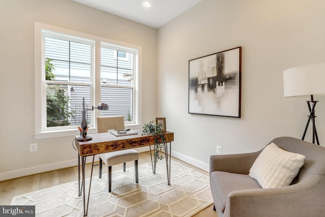 5809 2nd St S, Arlington, VA 22204 - office area with wood finished floors, baseboards, and recessed lighting