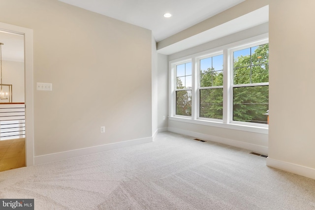 5809 2nd St S, Arlington, VA 22204 - empty room with a chandelier, carpet flooring, baseboards, and recessed lighting