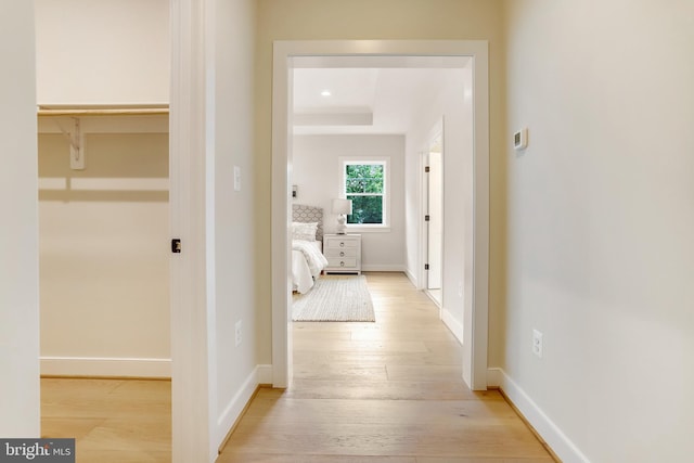 5809 2nd St S, Arlington, VA 22204 - hallway with light wood-style floors, a raised ceiling, baseboards, and recessed lighting