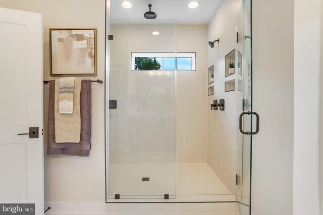 5809 2nd St S, Arlington, VA 22204 - bathroom featuring a shower stall and recessed lighting