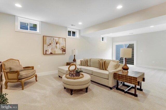 5809 2nd St S, Arlington, VA 22204 - carpeted living area featuring baseboards, recessed lighting, and plenty of natural light