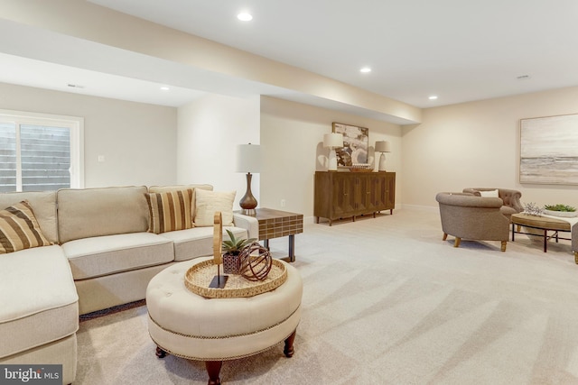 5809 2nd St S, Arlington, VA 22204 - living room with recessed lighting, light carpet, and baseboards
