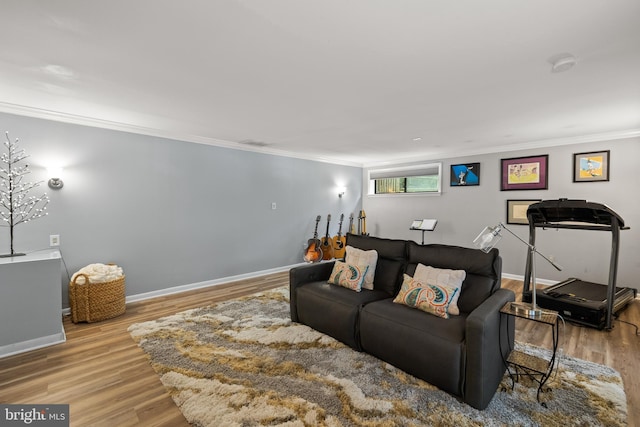 2404 Sugarberry Ct, Reston, VA 20191 - living area with ornamental molding, wood finished floors, and baseboards