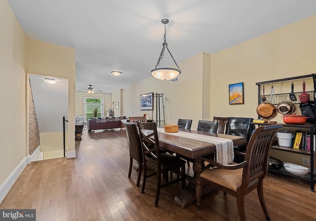 3004 E Pratt St, Baltimore, MD 21224 - dining space featuring wood finished floors and ceiling fan