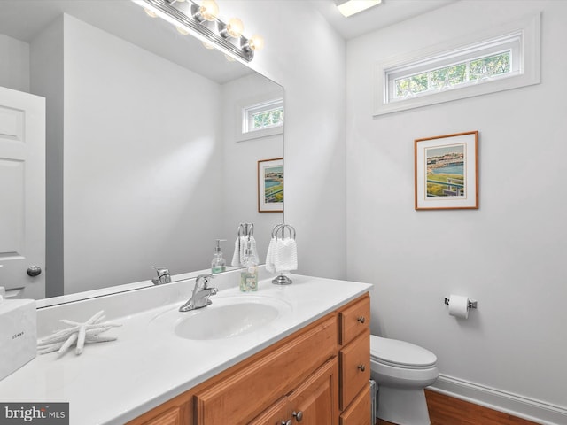 1 Lake Village Cir, Ocean View, DE 19970 - bathroom with vanity, plenty of natural light, toilet, and wood finished floors