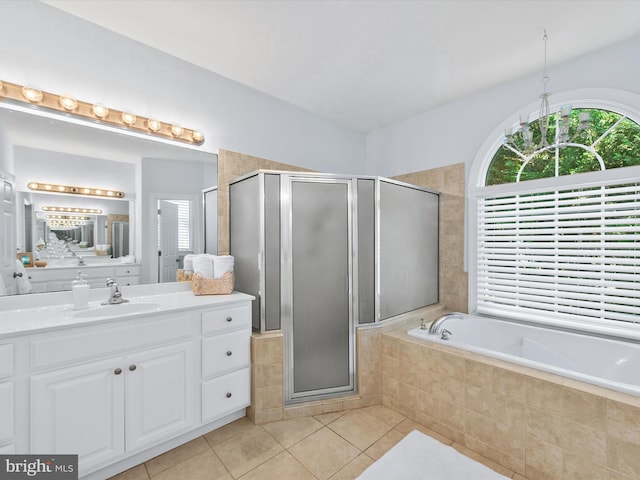 1 Lake Village Cir, Ocean View, DE 19970 - bathroom featuring tile patterned flooring, vanity, a shower stall, and a bath