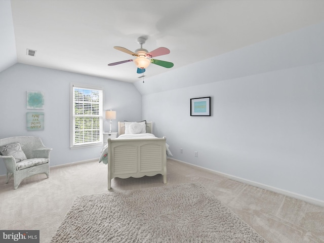 1 Lake Village Cir, Ocean View, DE 19970 - bedroom with lofted ceiling, carpet flooring, baseboards, and ceiling fan