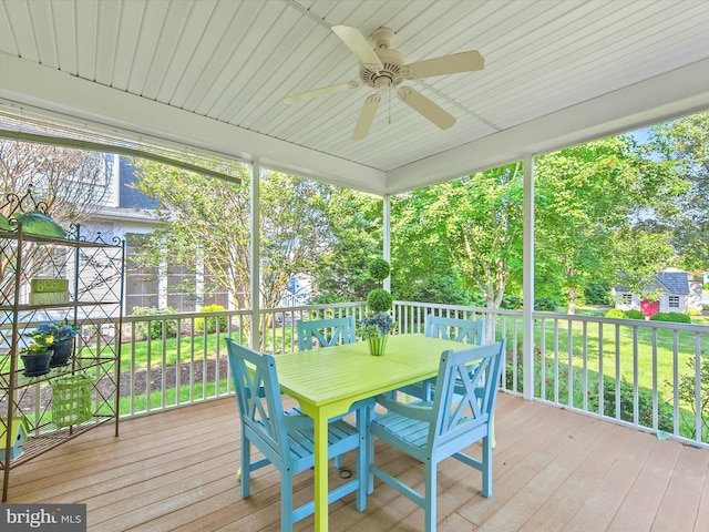 1 Lake Village Cir, Ocean View, DE 19970 - deck with a ceiling fan and outdoor dining space
