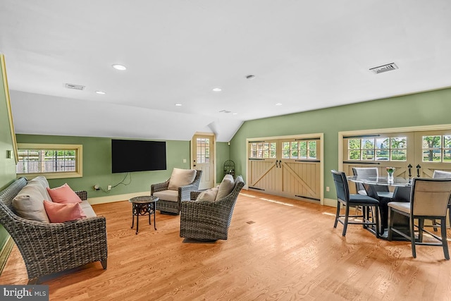 1621 Limekiln Rd, Limekiln, PA 19535 - living area with wood finished floors, lofted ceiling, and recessed lighting