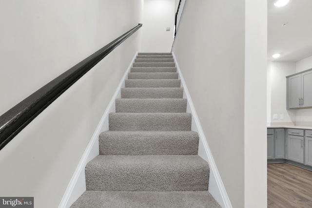 338 Ensemble Way, Frederick, MD 21701 - stairway with recessed lighting, baseboards, and wood finished floors