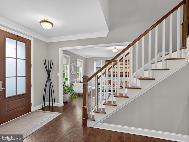 548 E Delp Rd, Lancaster, PA 17601 - entryway with stairway, wood finished floors, and ornamental molding