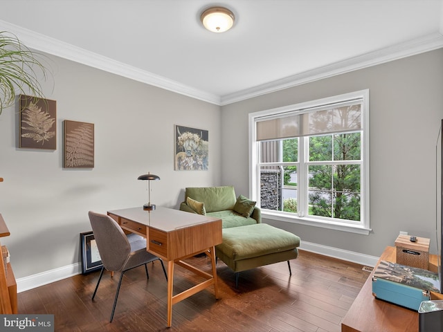 548 E Delp Rd, Lancaster, PA 17601 - office area featuring crown molding and dark wood-type flooring