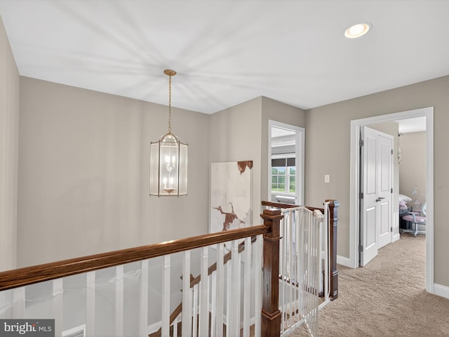548 E Delp Rd, Lancaster, PA 17601 - hallway with an upstairs landing, carpet floors, and recessed lighting