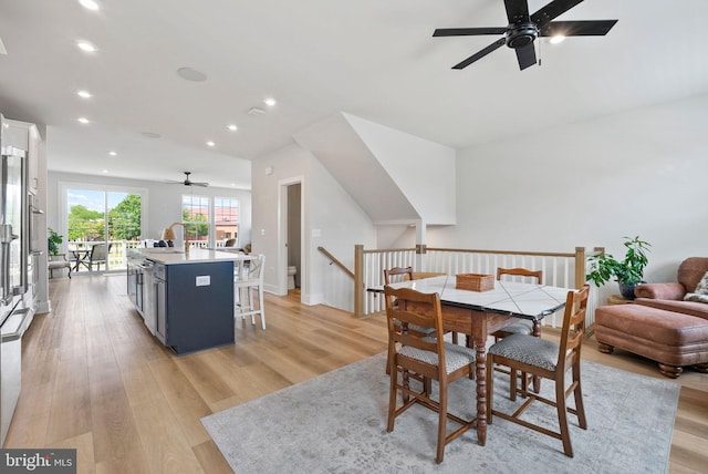 8790 Kensington Church St, Manassas, VA 20112 - dining area featuring a ceiling fan, light wood-type flooring, and recessed lighting