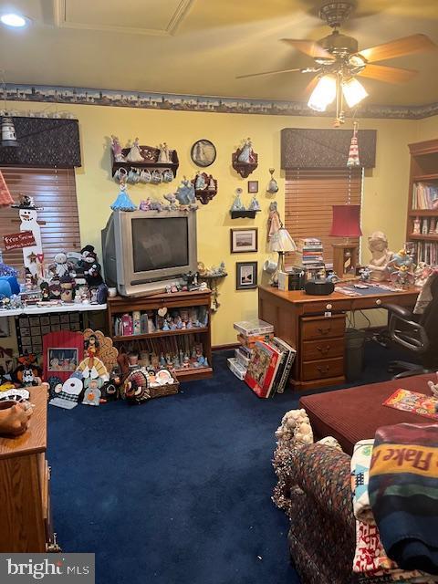 46 Carriage Stop Pl, Florence, NJ 08518 - carpeted office space featuring a ceiling fan