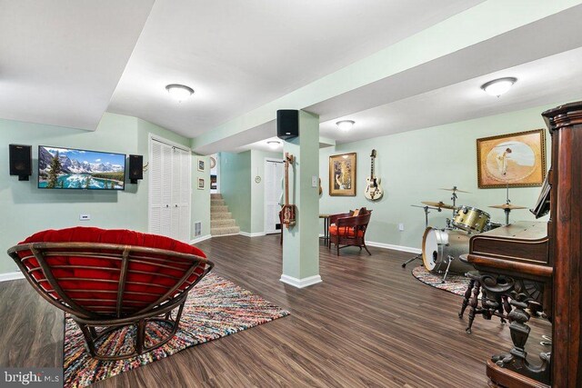 201 Mowbray Rd, Silver Spring, MD 20904 - sitting room featuring baseboards, wood finished floors, and stairs