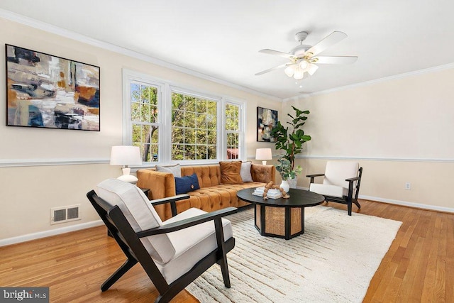 201 Mowbray Rd, Silver Spring, MD 20904 - sitting room featuring baseboards, light wood-style flooring, crown molding, and a ceiling fan