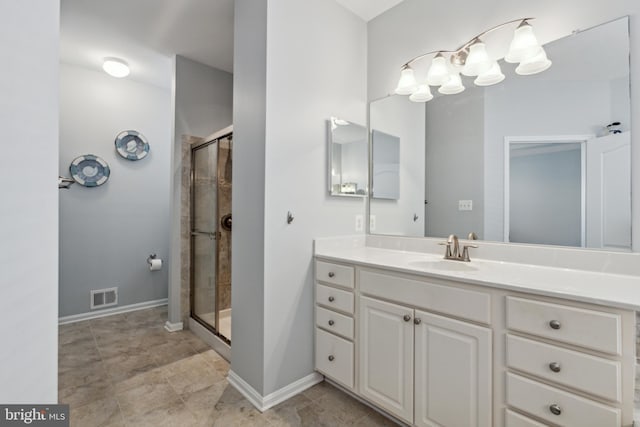 31746 Chablis Ln Unit 71, Lewes, DE 19958 - bathroom featuring a stall shower, vanity, and baseboards