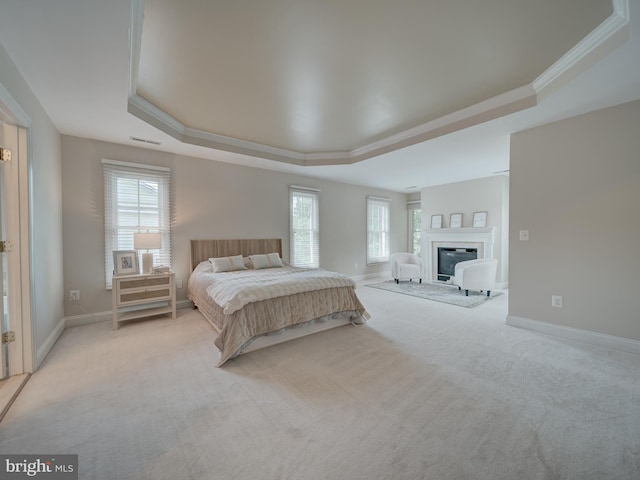 8320 Dockray Ct, Lorton, VA 22079 - bedroom with a raised ceiling, carpet, crown molding, and multiple windows