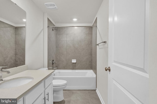 470 Herringbone Way, Frederick, MD 21701 - bathroom with tile patterned floors, vanity, toilet,  shower combination, and recessed lighting