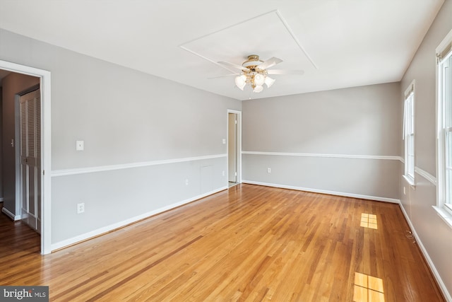 9523 Greencastle Ln, Lorton, VA 22079 - empty room featuring ceiling fan, wood finished floors, and baseboards