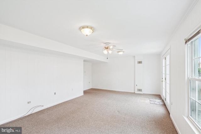 9523 Greencastle Ln, Lorton, VA 22079 - spare room featuring ceiling fan, light carpet, and baseboards