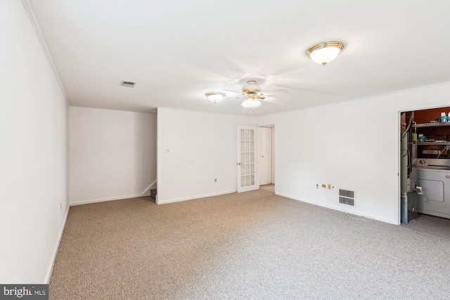 9523 Greencastle Ln, Lorton, VA 22079 - spare room with washer / dryer, carpet floors, ceiling fan, and baseboards