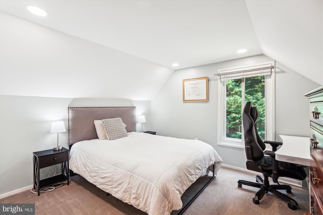 10105 Meredith Ave, Silver Spring, MD 20910 - bedroom with vaulted ceiling, carpet, baseboards, an office area, and recessed lighting