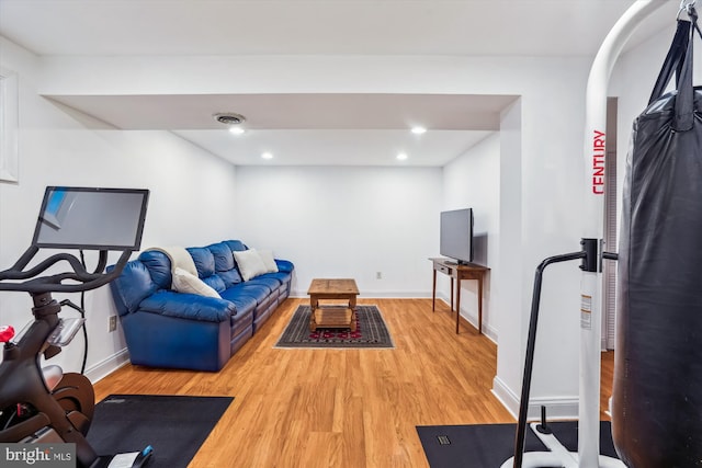 10105 Meredith Ave, Silver Spring, MD 20910 - workout area featuring light wood-style floors, baseboards, and recessed lighting
