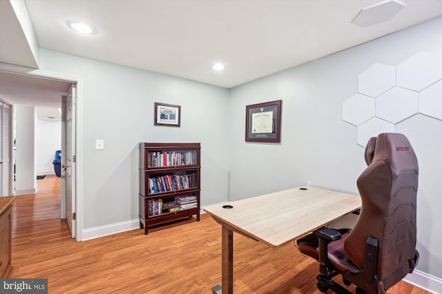 10105 Meredith Ave, Silver Spring, MD 20910 - office area with light wood finished floors, baseboards, and recessed lighting