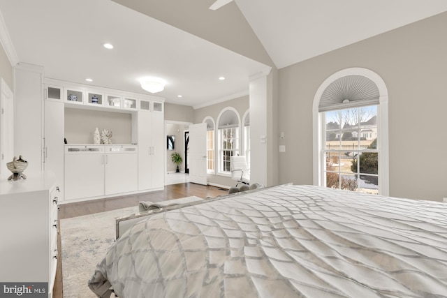 12436 Bacall Ln, Potomac, MD 20854 - bedroom with crown molding, wood finished floors, and recessed lighting