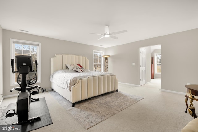 12436 Bacall Ln, Potomac, MD 20854 - bedroom featuring light colored carpet, baseboards, and ceiling fan