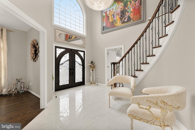 12436 Bacall Ln, Potomac, MD 20854 - entrance foyer with baseboards, plenty of natural light, stairway, and a high ceiling