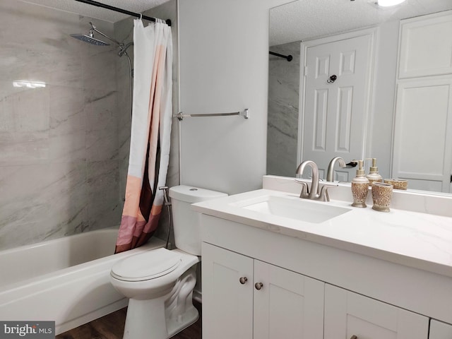 1504 Lincoln Way Unit 305, Mclean, VA 22102 - full bath with vanity, shower / bath combo, toilet, and a textured ceiling