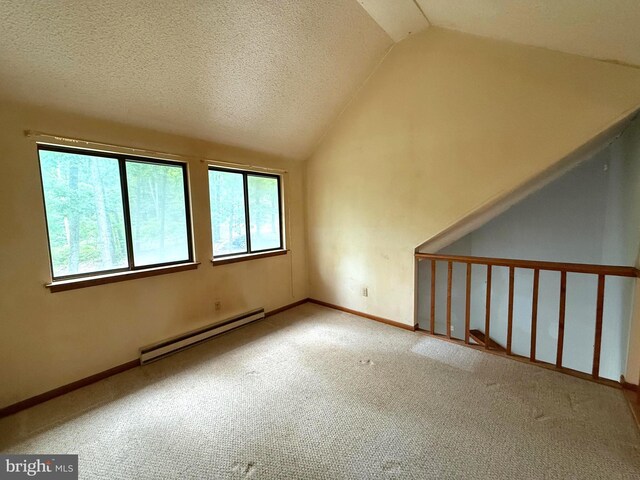 28 Myrtle Dr, Gerrardstown, WV 25420 - bonus room with baseboard heating, healthy amount of natural light, lofted ceiling, carpet floors, and a textured ceiling