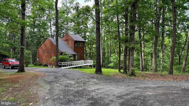 28 Myrtle Dr, Gerrardstown, WV 25420 - view of side of home featuring a chimney and driveway