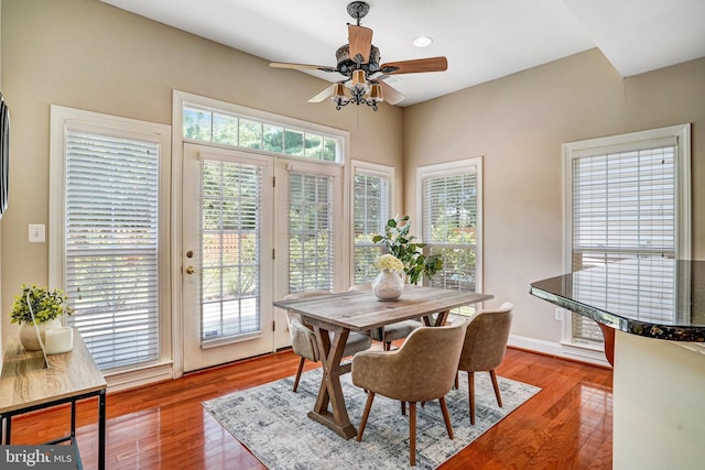 5968 Manorview Way, Alexandria, VA 22315 - dining space with ceiling fan and wood finished floors