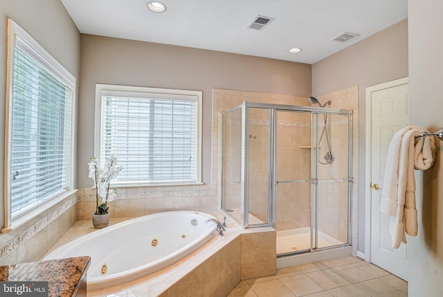 5968 Manorview Way, Alexandria, VA 22315 - bathroom with a whirlpool tub, a stall shower, plenty of natural light, and recessed lighting