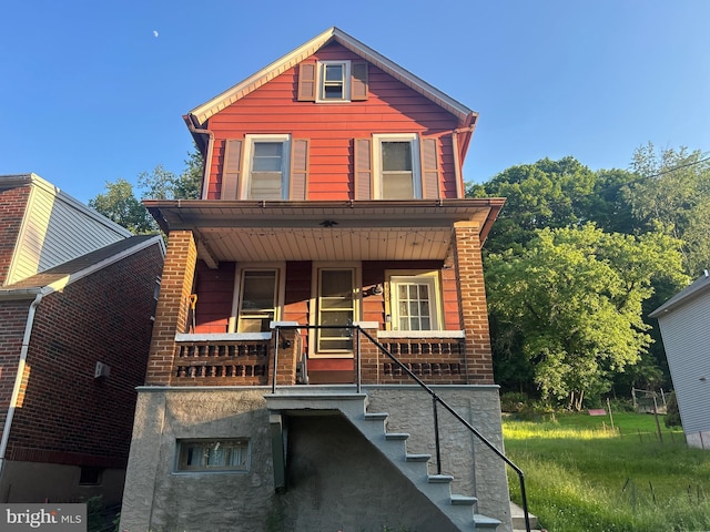 488-490 1st Ter, Bethlehem, PA 18015 - view of front of property featuring covered porch, brick siding, and stairs