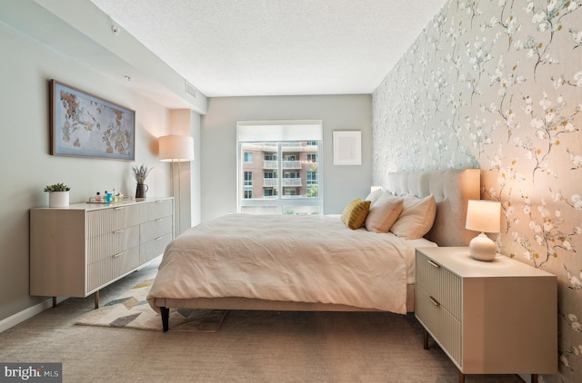 3101 N Hampton Dr Unit 314, Alexandria, VA 22302 - carpeted bedroom with wallpapered walls and a textured ceiling