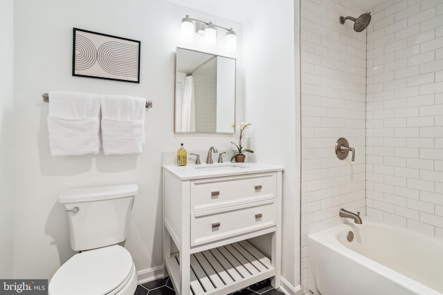 3101 N Hampton Dr Unit 314, Alexandria, VA 22302 - full bathroom with toilet, vanity, bathtub / shower combination, baseboards, and tile patterned floors