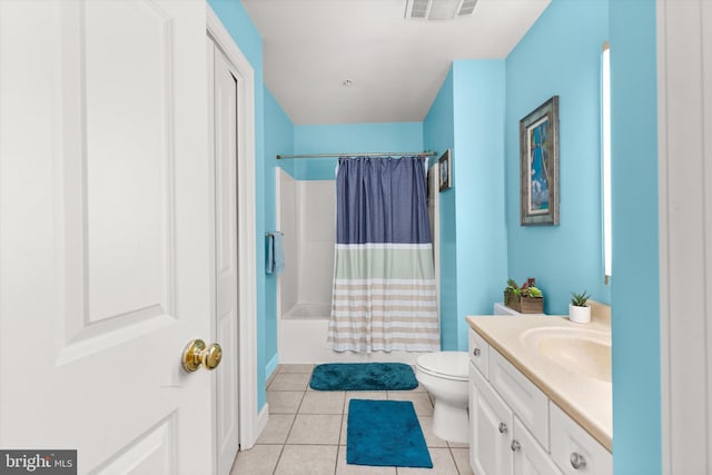 9729 Village Ln Unit 9715C, Ocean City, MD 21842 - bathroom with vanity, toilet, tile patterned flooring, and shower / tub combo with curtain