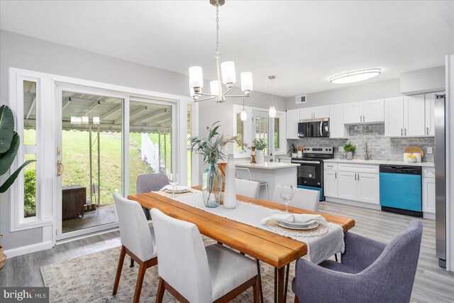 3910 The Alameda, Baltimore, MD 21218 - dining room featuring light wood-type flooring, a chandelier, and baseboards