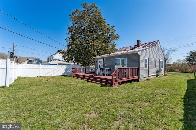 6156 Drum Point Rd, Deale, MD 20751 - back of property featuring a chimney, a deck, and metal roof