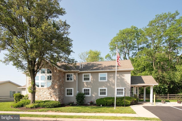 312 Farm Ln, North Wales, PA 19454 - view of front of property with stone siding and a shingled roof