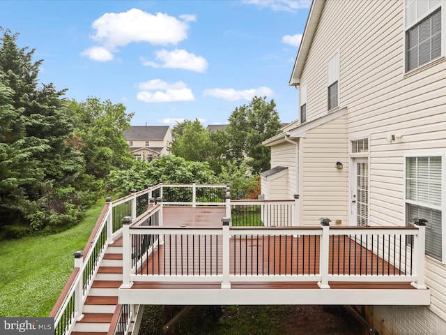 3903 Beeker Mill Pl, Chantilly, VA 20151 - wooden deck with stairway and a yard