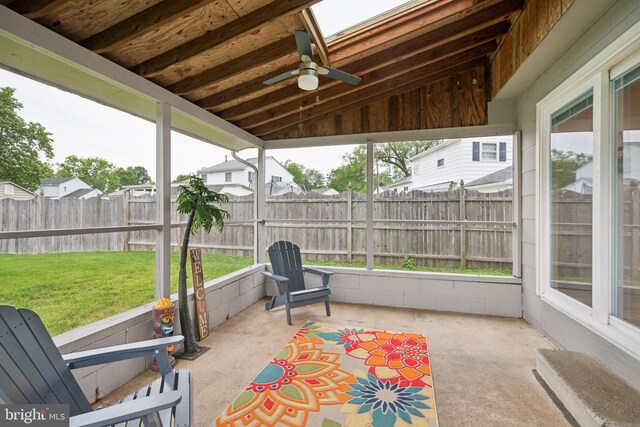52 Marlborough Ave, Marlton, NJ 08053 - sunroom / solarium featuring ceiling fan and vaulted ceiling